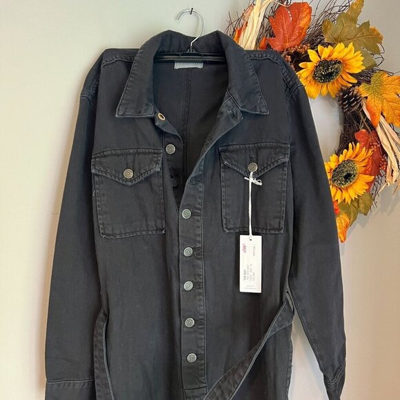 Boyish The Guy Slim Denim Jumpsuit Small in Denim Charcoal - Picture 4 of 12